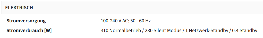 Stromverbrauch LCD-Laserprojektor Sharp P621U