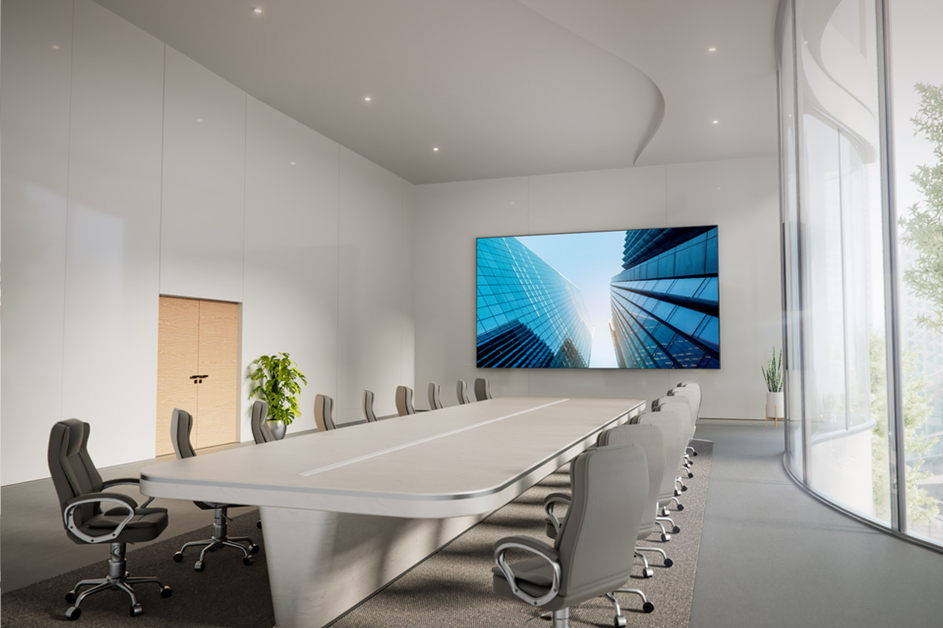 Konferenzraum mit 136 Zoll All-in-One LED Wall von ViewSonic